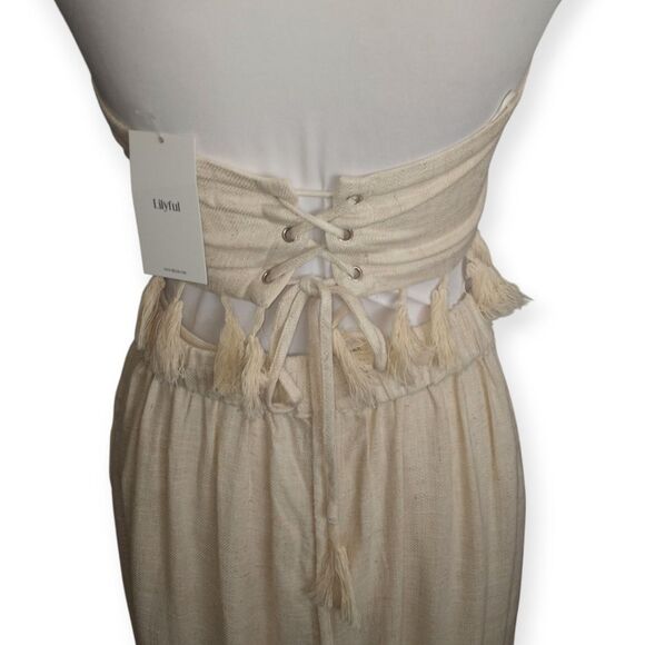 Lilyful Cream Vacay Tassel Pant Set with Fringe Sz.S NWT - Picture 6 of 13